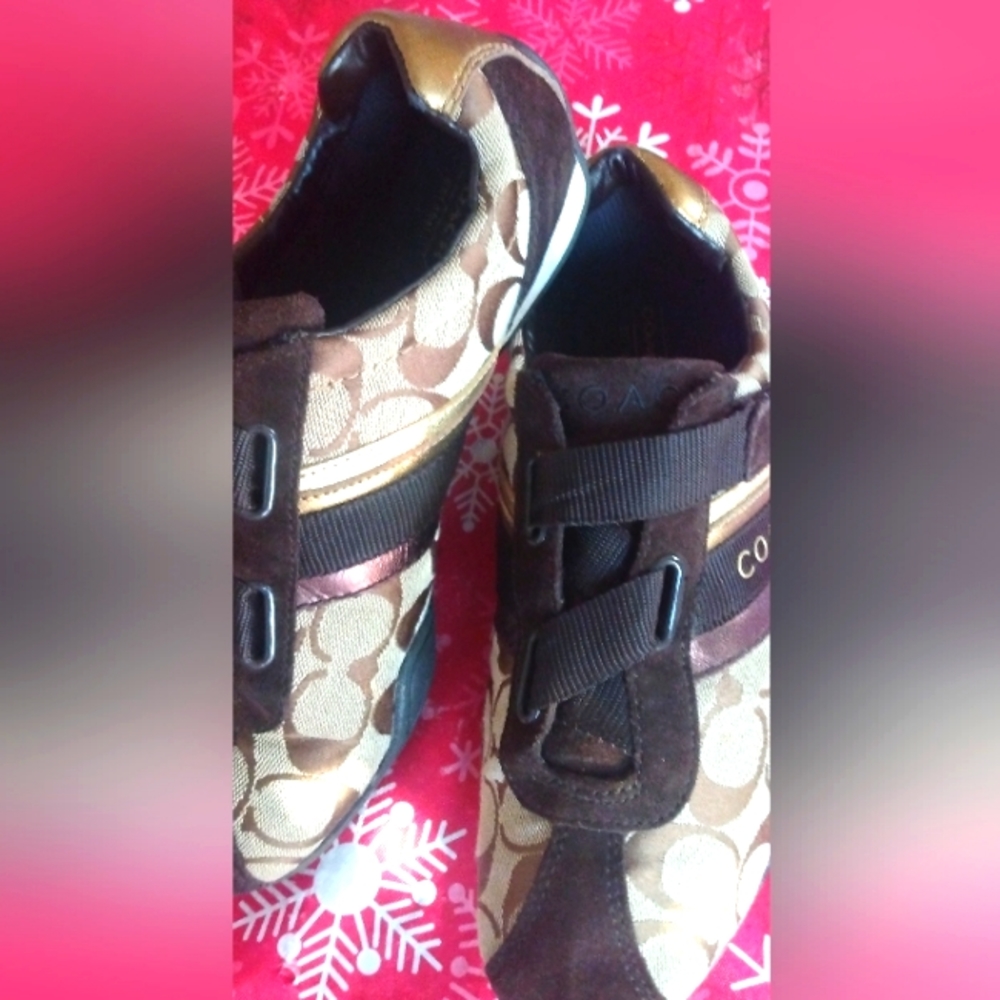 Coach Shoes Brown Bronze Metallic Velour sz8